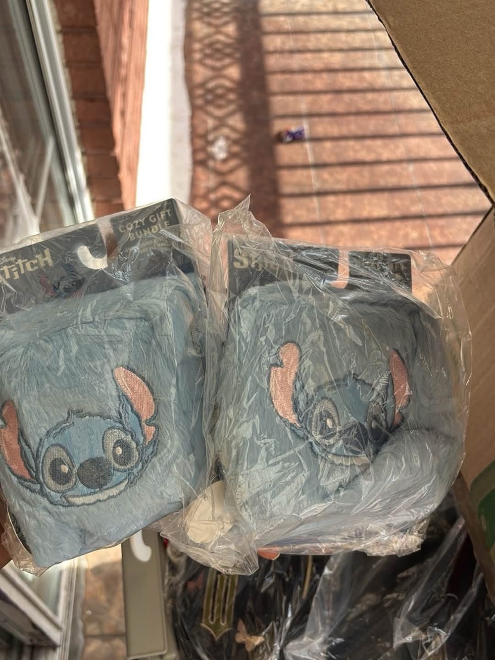 Disney Stitch Embroidered Plush Cozy Cubes in Light Blue